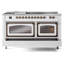 ILVE Nostalgie II Noblesse 60 inch Dual Fuel Range  (7 Sealed Burners + Griddle + French Top, Triple Glass Door, RAL)-101090784-101090785