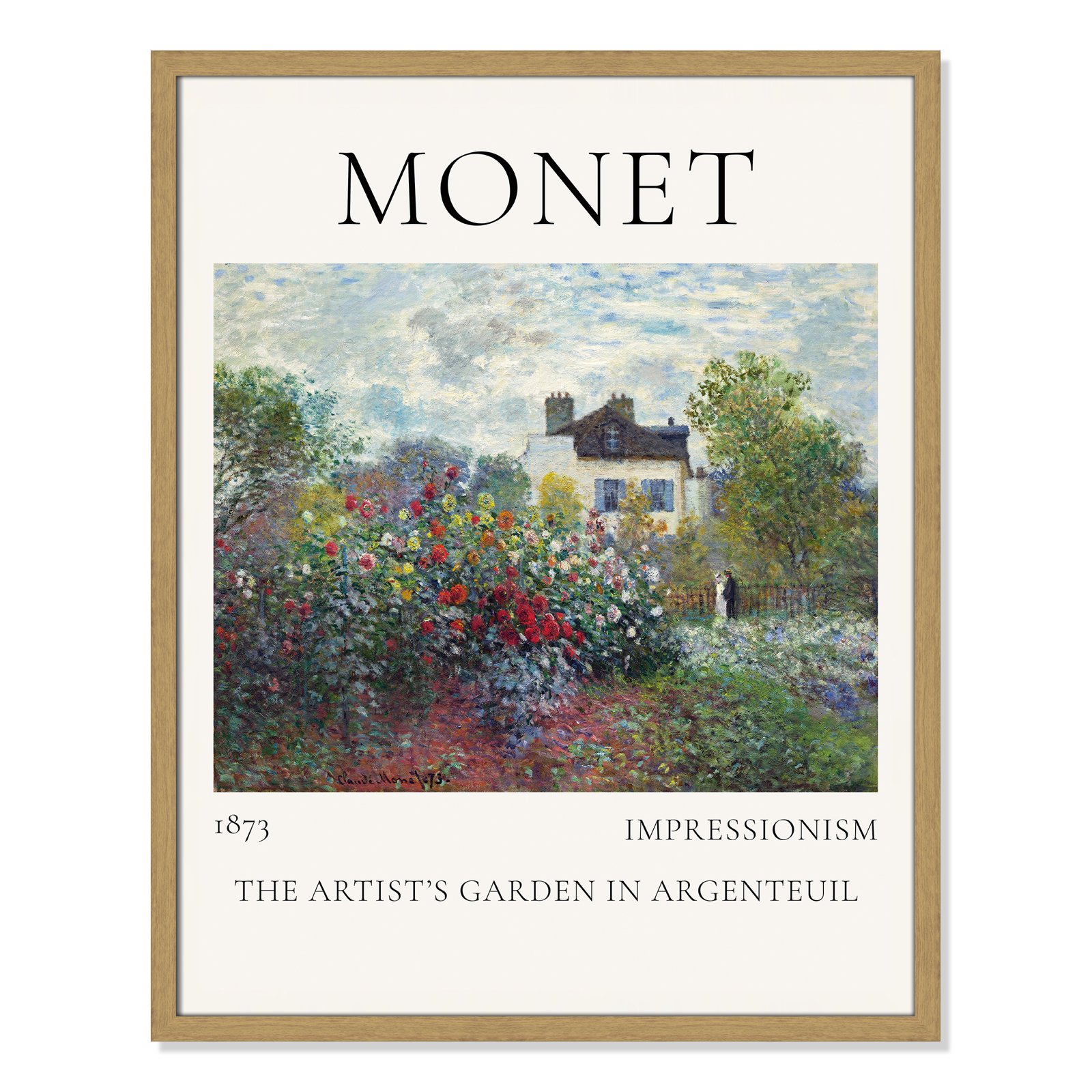 Rocchetto "Artists Garden in Argenteuil" Print, Natural Single Picture Frame, No, 29.5" H x 23.5" W x 0.75" D