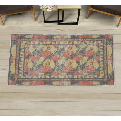 Runner Oriental Machine Woven Wool Area Rug in Red/Gray/Yellow -  East Urban Home, AA4183643C374D3C805B67DC2A5943B9