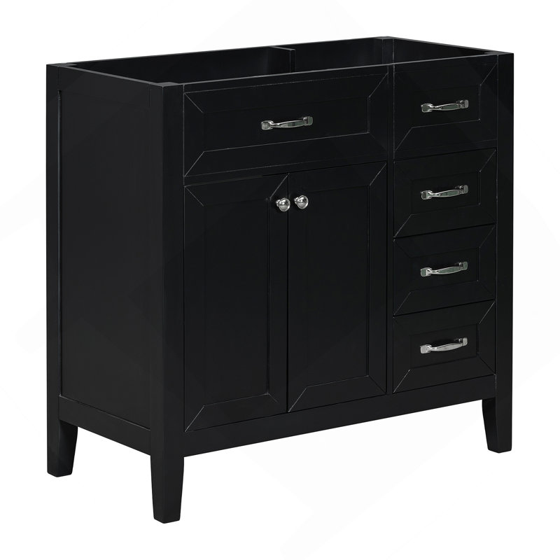 Meuble-lavabo 36 po sans lavabo, base d'armoire seulement, armoire de salle de bain, Noir
