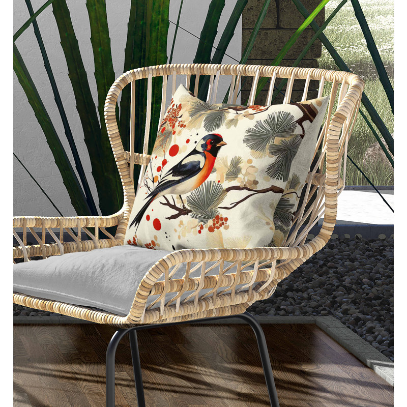 Coussin intérieur / extérieur Pine and Ember, Carré 16 po, Beige/Orange