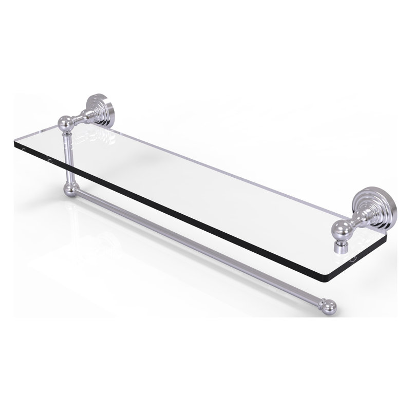 Beresford Bracket Shelf with Towel Bar, Satin Chrome, 5'' H x 22'' W x 5'' D