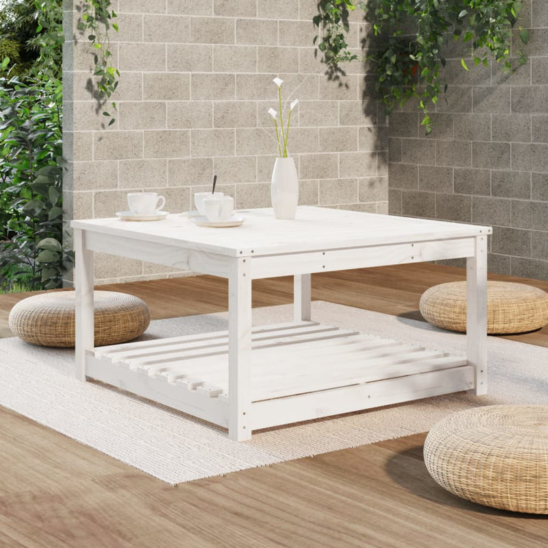 Singita Rectangular Pine Outdoor Coffee Table , cm W cm D, White, 45cm H x 82.5cm W x 82.5cm D