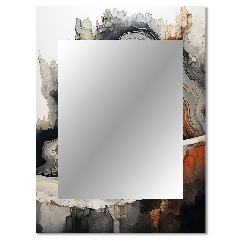 Pierre géode paysage minimaliste - miroir unique en pierre géode, 40 po x 30 po
