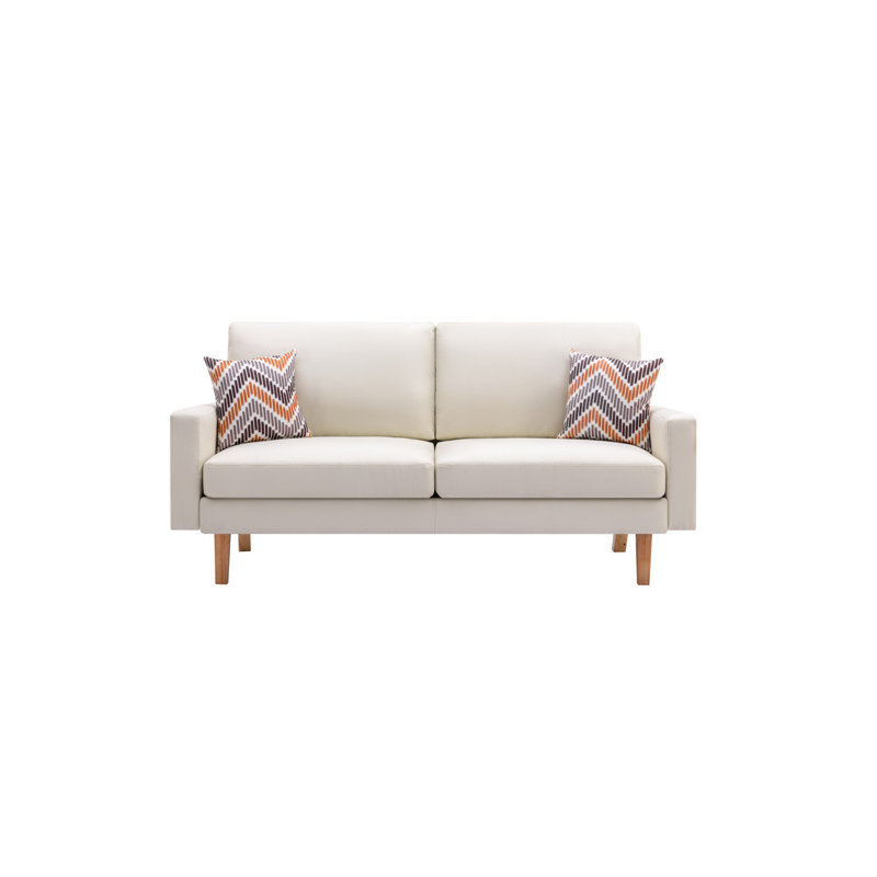 Causeuse en lin avec 2 coussins décoratifs Nahmir, Beige