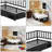 Corner Twin Daybed with Storage Drawers & LED Light - Black Metal Platform Bed Frame for Small Spaces
