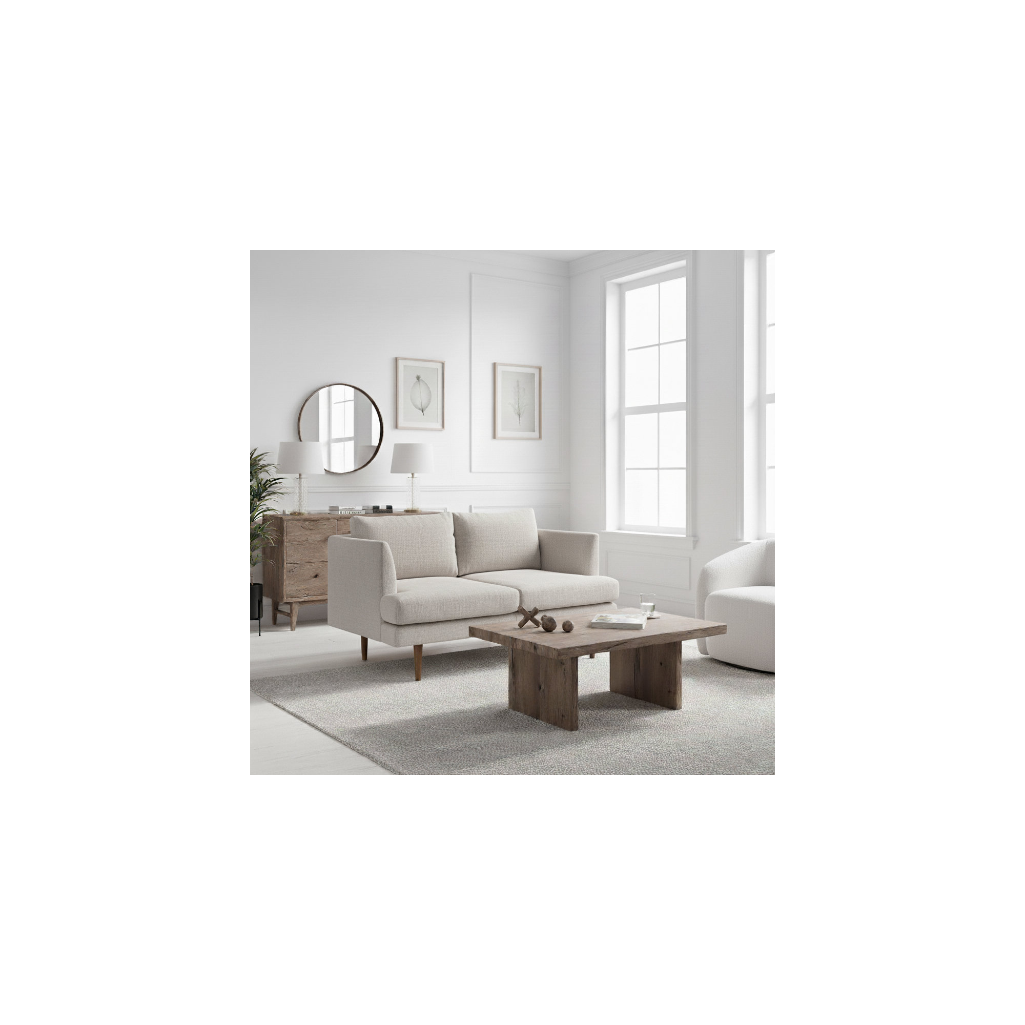 Miller 56" Upholstered Loveseat,  Light Gray