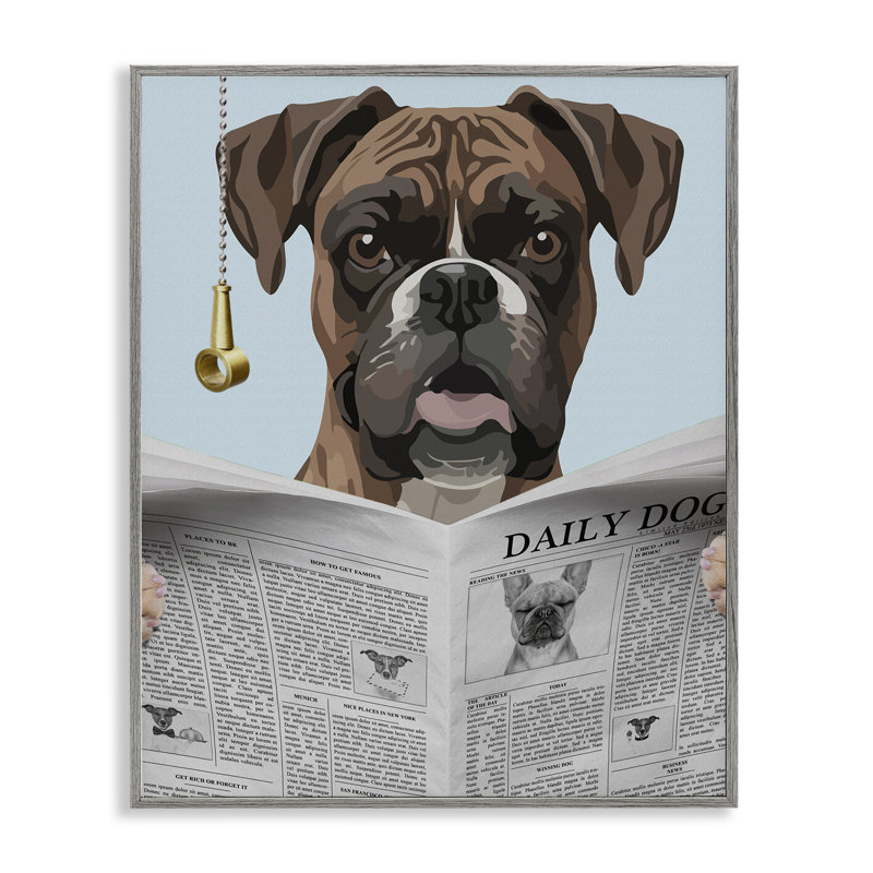 Giclée encadrée Boxer News, par Jesse Keith, Estampe numérique Farmhouse, H 30 po x l 24 po
