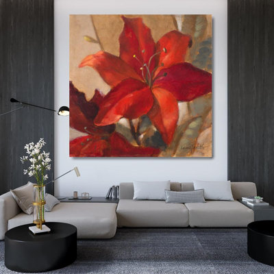 Red Barrel Studio® Loreth, Lanie Gallery Wrapped Canvas Art Titled: Crimson Fleurish II