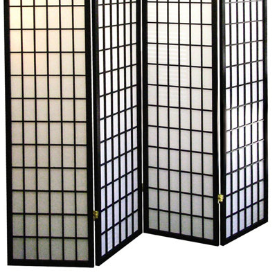 Japanese Style Room Divider With 4 Panels, 70" Tall, Black - Space Provider Tall Folding 4 Divider,