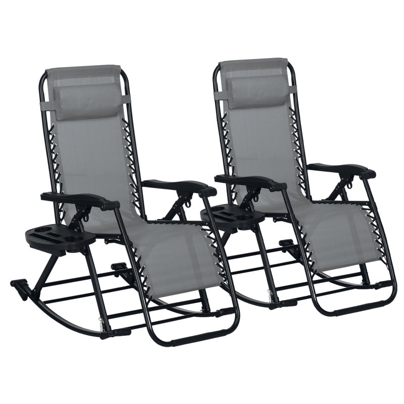 Outsunny 2 Pieces Outdoor Rocking Chairs, Gray
