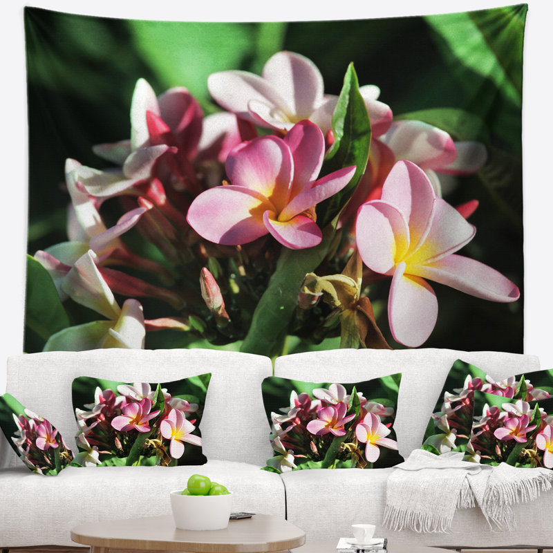 Motif floral de petites fleurs roses et blanches, H 68 po x l 80 po