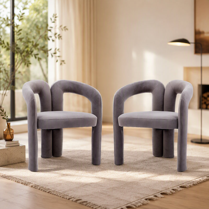 Ensemble confortable de chaises d'appoint rembourrées en velours pour divers espaces