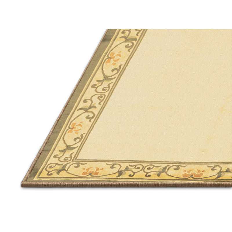 Tapis floral brun / gris tissé à la machine Jeila, Rectangle 7 pi x 9 pi