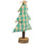 Décoration de Noël d'arbre à carreaux en peluche - 9,25 po - vert et beige