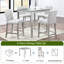 Table 5 pièces à hauteur de comptoir avec structure carrée et 4 chaises rembourrées en gris argenté