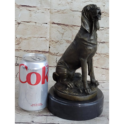 Letourneau Signed Cain Bloodhound Bronze Marble Sculpture Pet Dog Figure Mans Best Friend