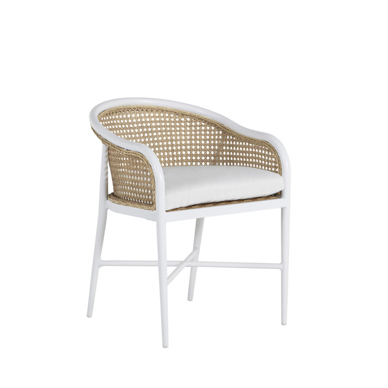 Chaise d'extérieur Havana Cane N-Dura, Pas de soudure, Bar rayé forêt, Craie / résine naturelle