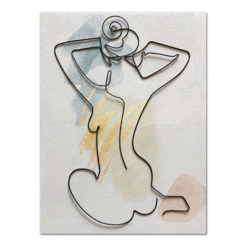 Handmade People Wall Decor on Metal Wire On Canvas
