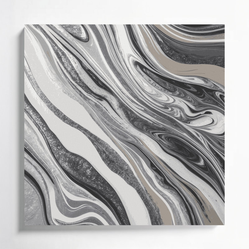 Abstrait art fluide sur toile grise 95, H 8 po x l 8 po