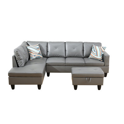 Krunoslav Faux Leather L-Shaped Sectional