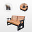 Fauteuil oscillant d'extérieur en bois 2 places, gris foncé et brun-123040647