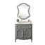 Meuble-lavabo sur pied Benton Collection Knoxville gris, style chalet victorien, 86 cm (34 pouces), avec miroir, lavabo simple et comptoir en marbre. Entièrement assemblé.