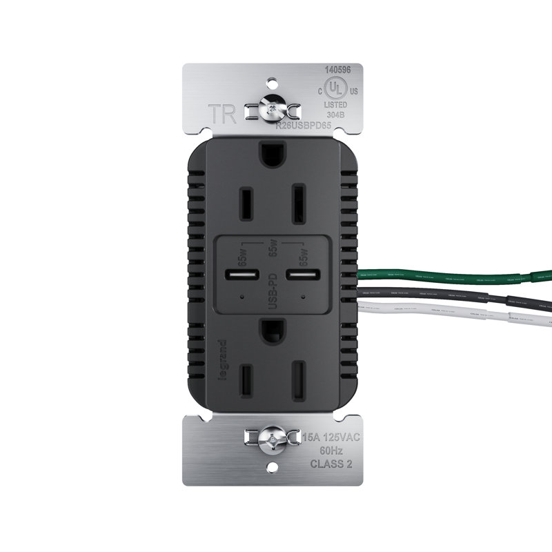 Radiant 15A, alimentation inviolable, alimentation 65 W, prise USB de type C, Noir