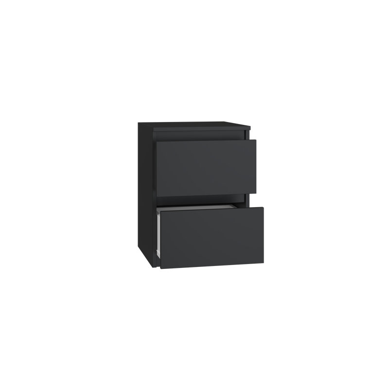 Delancey 30cm W Manufactured Wood Bedside Table, Black