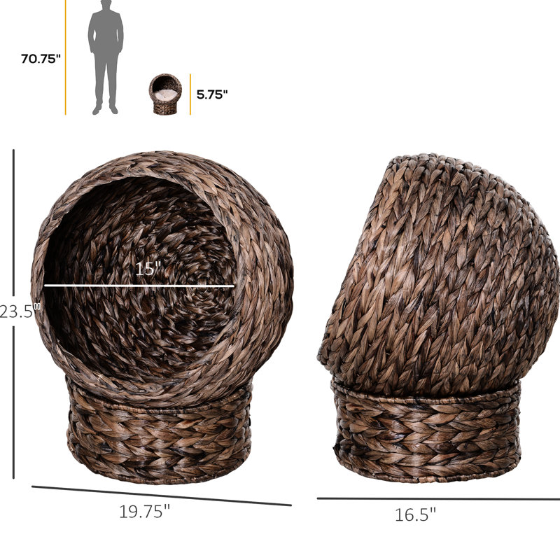 Lit surélevé pour chat, coussin moelleux, panier, fauteuil à œufs, H 23,5 po, chaise à coussins surélevés gris