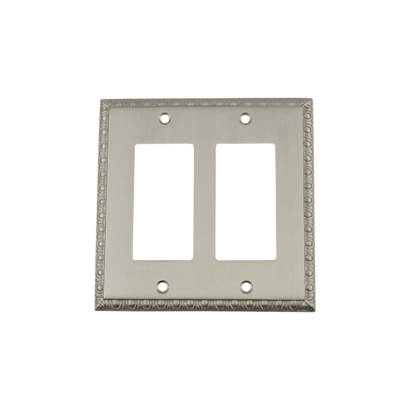 Egg and Dart 2-Gang Rocker Wall Plate, Satin Nickel