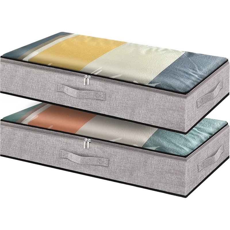 Contenants de rangement sous le lit, bacs de rangement sous le lit avec fermeture à glissière robuste, sacs de rangement sous le lit pliables pour organiser les vêtements, chaussures, couvertures, courtepointes, jouets, 2 paquets gris