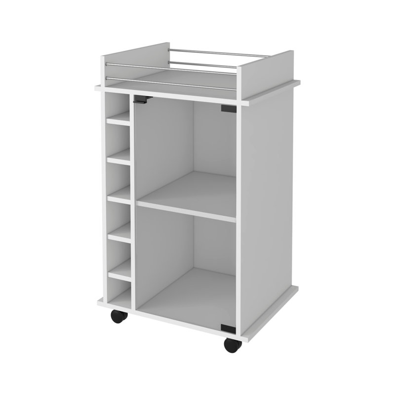 6-Bottle 3-Shelf Bar Cart White, White