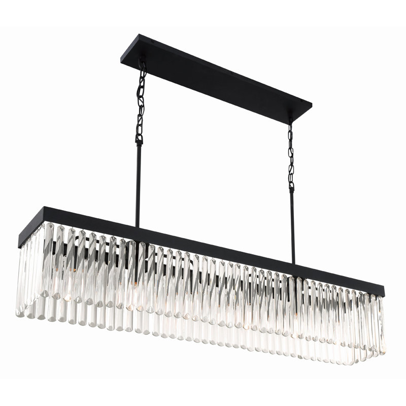 6 - Light Modern Linear Chandelier, Black