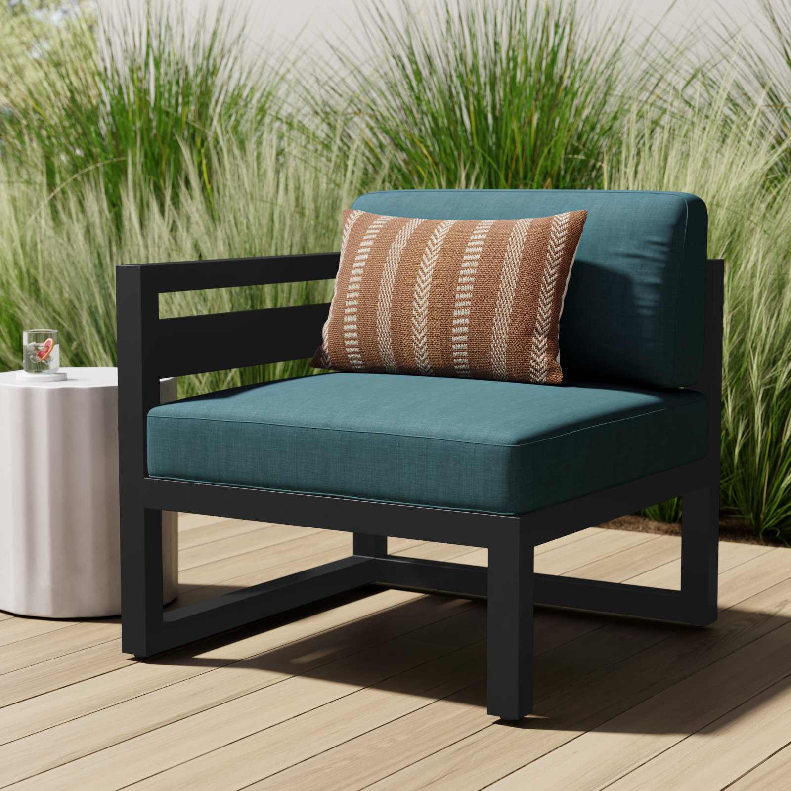 Smith Sunbrella® Patio Lounge Chair, Canvas Natural, Black