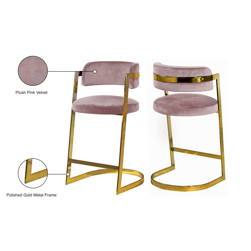 Wickley Upholstered Counter Stool with Metal Frame