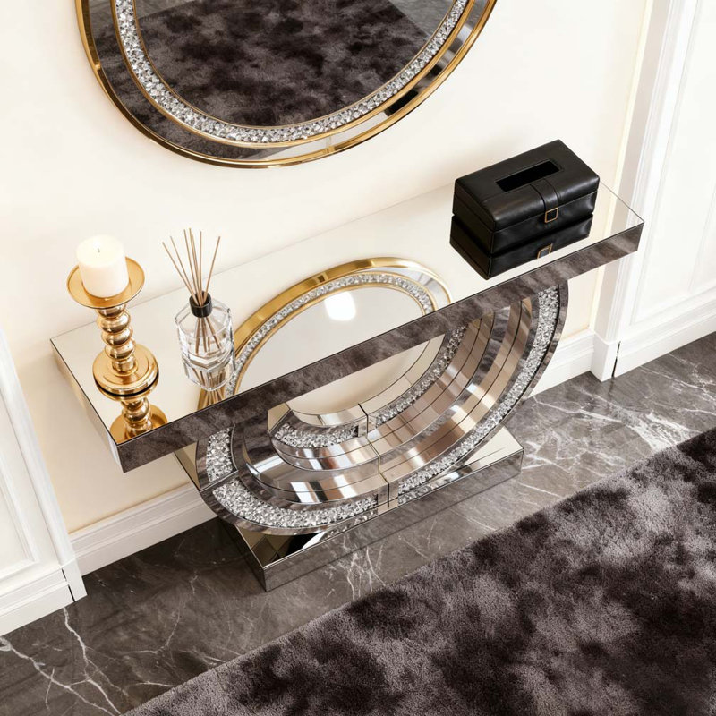 Table de couloir 3C en forme de diamant concassé pour la console centrale à miroir en diamant de l'hôtel