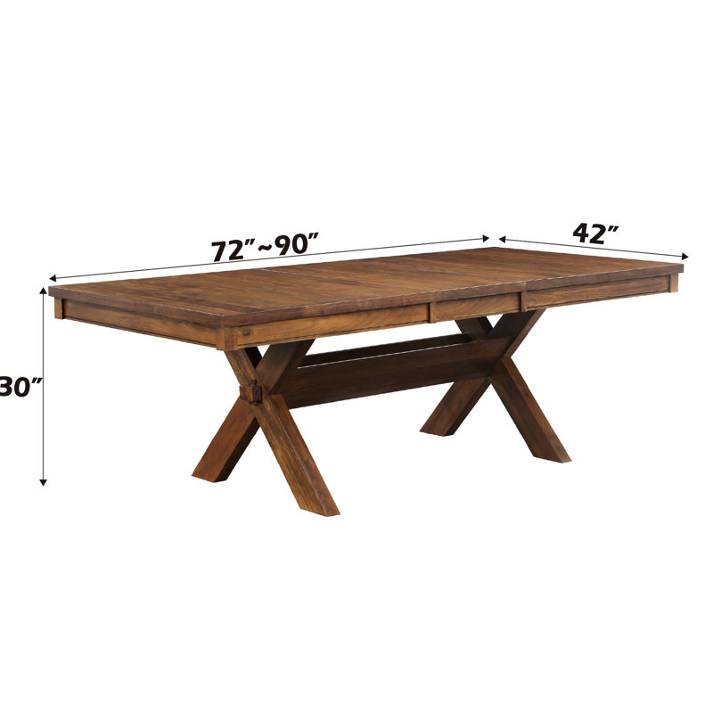 Table de salle à manger rectangulaire avec tréteaux en noyer et tréteaux