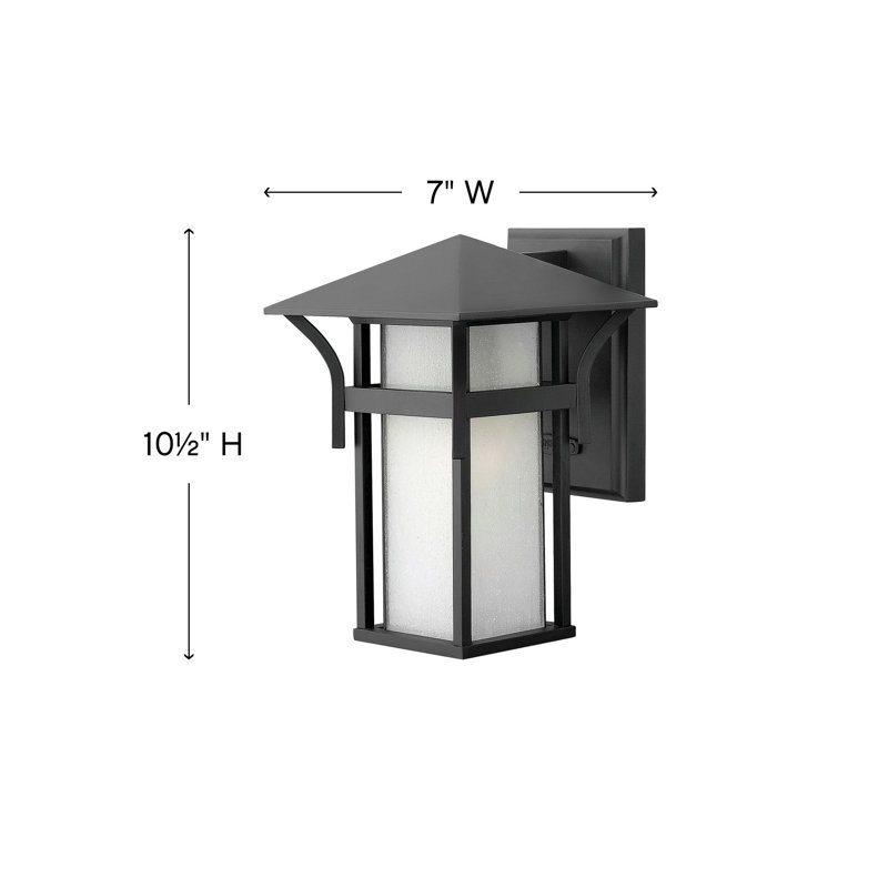 Harbor Outdoor Wall Lantern, Satin Black, 10.5" H x 7" W, Non-Energy Saving/Non-Dark Sky