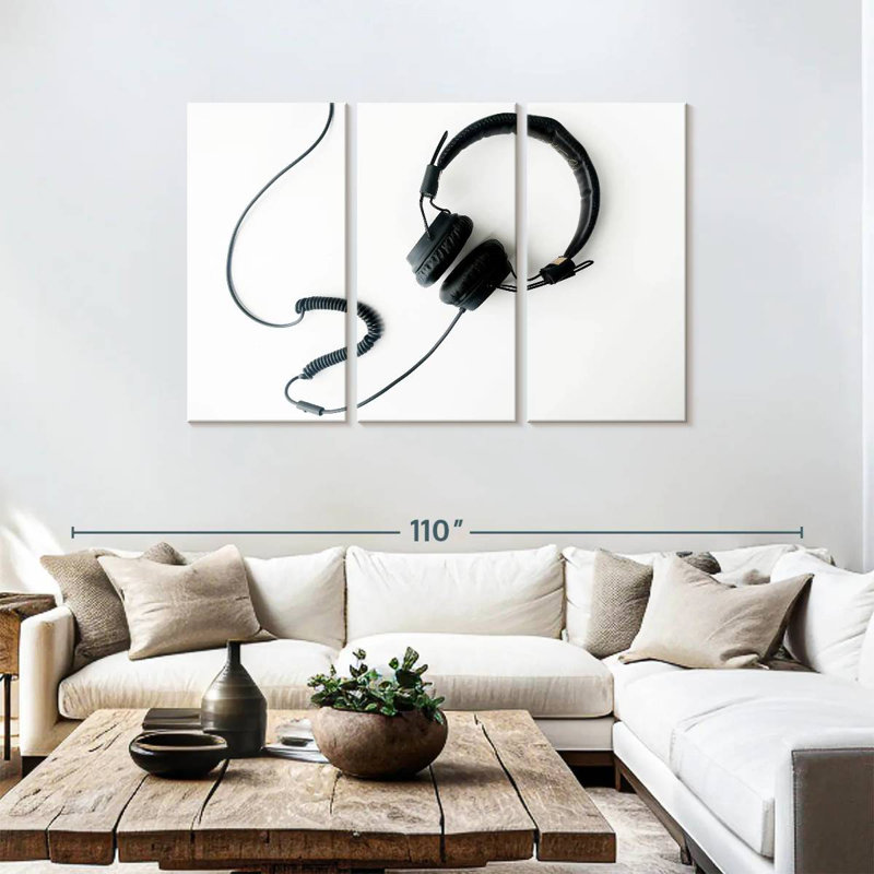 Abarca Black Wired Headphones, 48" H x 74" W