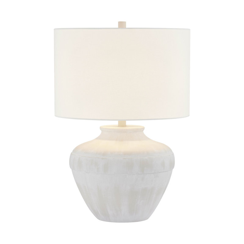 Lampe de table 25 "avec abat-jour en lin Paula, blanc cassé brossé Paula