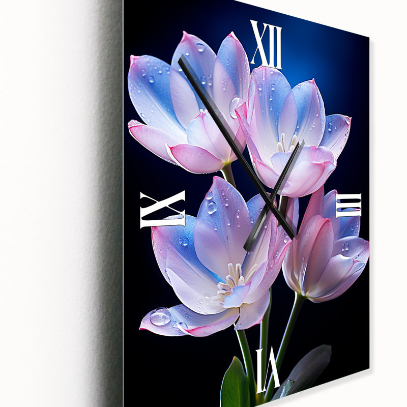 Horloge murale florale - tulipes roses, H 32 po x l 24 po x P 1 po