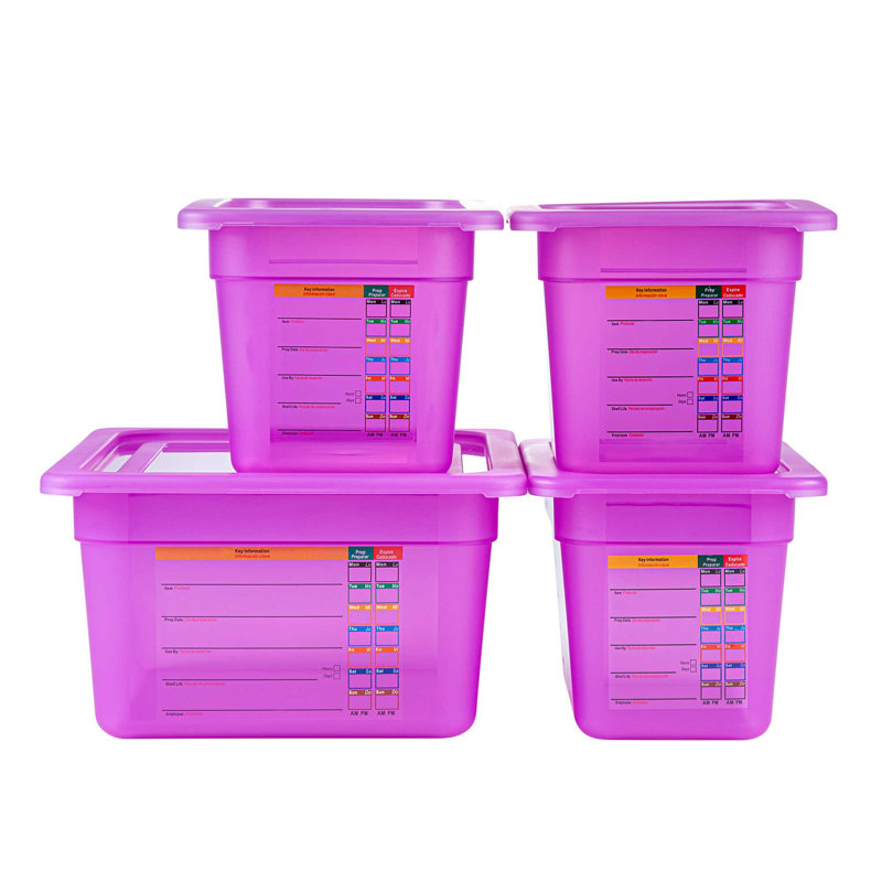  Contenant alimentaire 4 pièces avec étiquettes, Purple