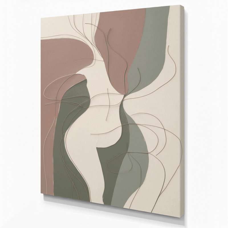 Abstrait art figuratif beige sur toile 63, H 20 po x l 16 po