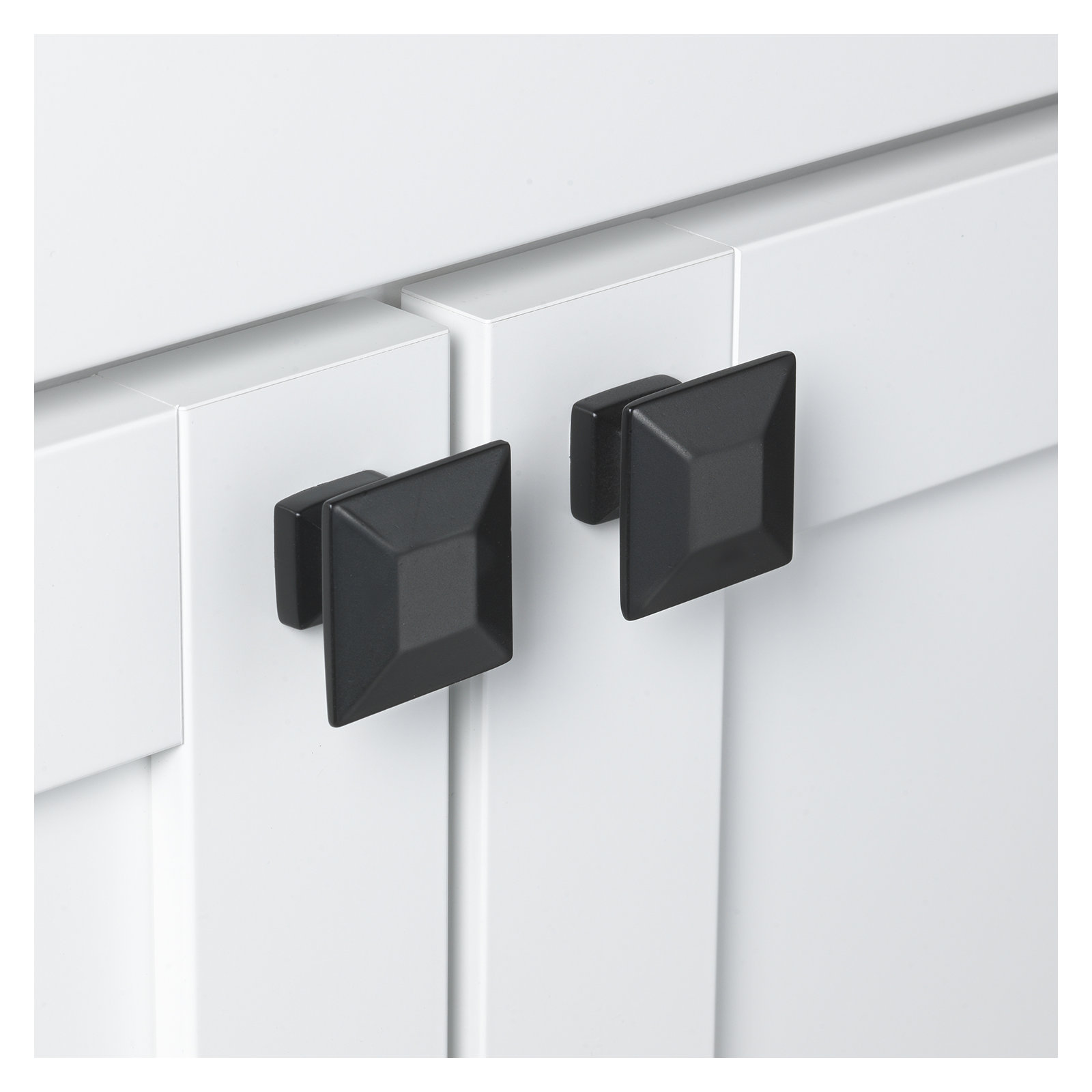 1 3/8" Length Square Knob, Matte Black