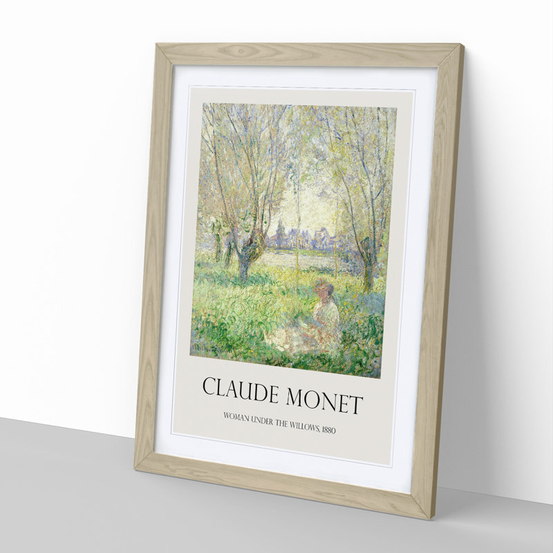 Woman Under the Willows Print by Claude Monet - Framed Print, Oak, 65cm H x 48cm W x 2cm D