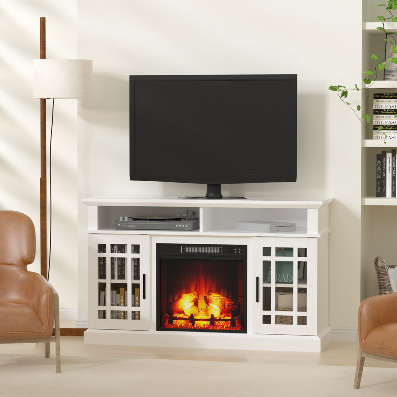Murvin TV Stand for TVs up to 65" with Fireplace Included, White