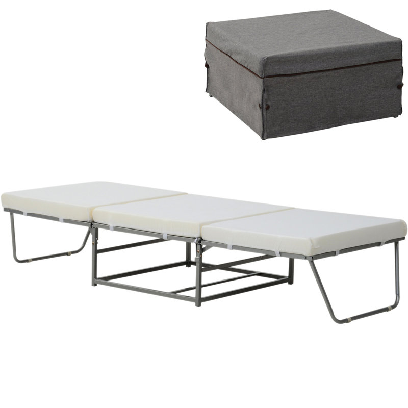 Lit 21 places avec rembourrage en mousse épaisse, pliable, gris, espace de vie, lit d'invité pliable gris de 330 lb maximum, peu encombrant, espace, capacité
