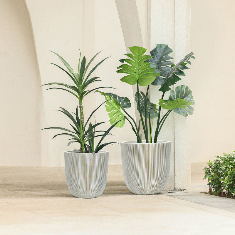 Ensemble de pots à fleurs 2 pièces, Blanc