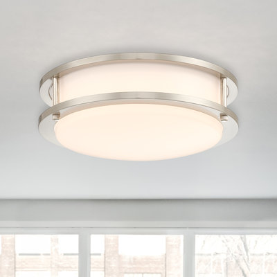 Ohara 14 in. Modern Brushed Nickel Selectable 5 CCT Integrated LED Flush Mount for Bedrooms